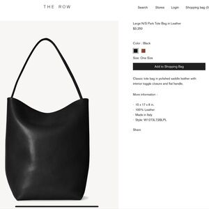 BRAND NEW w/ Tags THE ROW Large N/S Park Tote Belt leather shoulder bag - Black